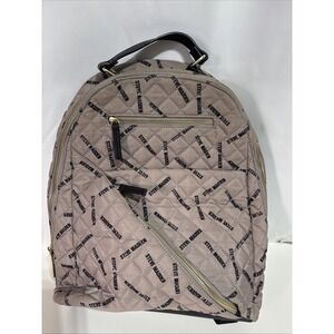 Steve Madden Quilted‎ Tan & Black Backpack Bag Multiple Pockets
